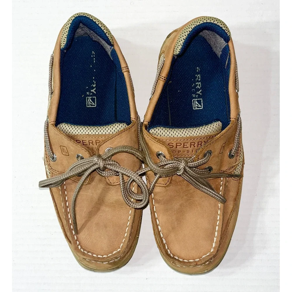 Sperry Top-Sider Billfish Boat Shoes Mens 4M Tan Leather Mesh YB46122A